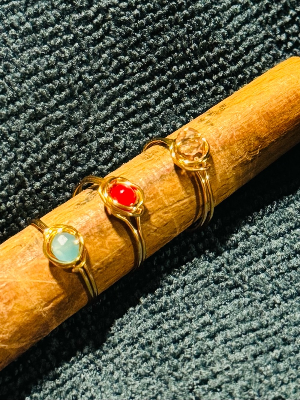 Gold Wire Ring with Red Stone - Women Jewelry